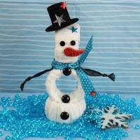 Schneemann Bastelidee Serviettenringe