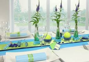 Tischdeko blau grün Fest