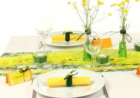 Tischdeko grün gelb Feier