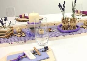 Tischdeko lila creme Fest