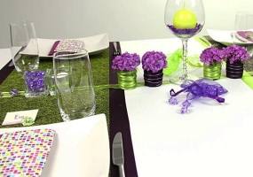 Tischdeko lila grün Fest