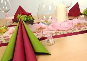 Tischdeko rosa grün Fest