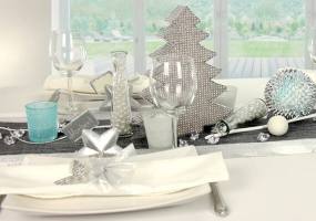 Tischdeko Weihnachten silber weiß