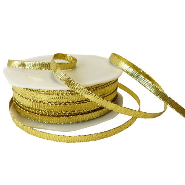Lurexband gold glänzend, 6mm x 25m 1 Rolle Geschenksband Weihnachten