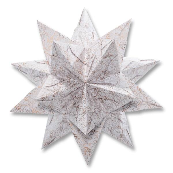 Bascetta Stern Winterornament weiß/kupfer 32 Blatt, 15x15 cm