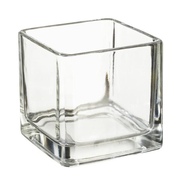 Teelichtglas farblos eckig, 5x5 cm