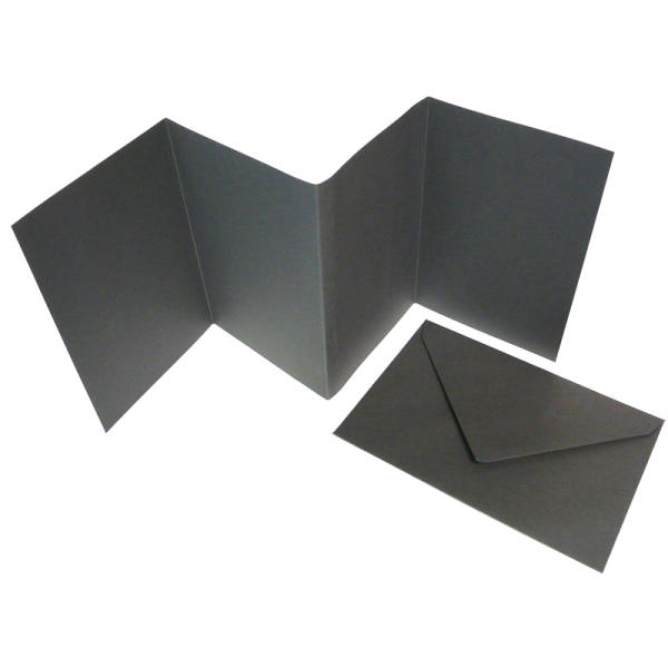 Leporellokarten anthrazit, 10,5 x 15 cm, 300 g/m²