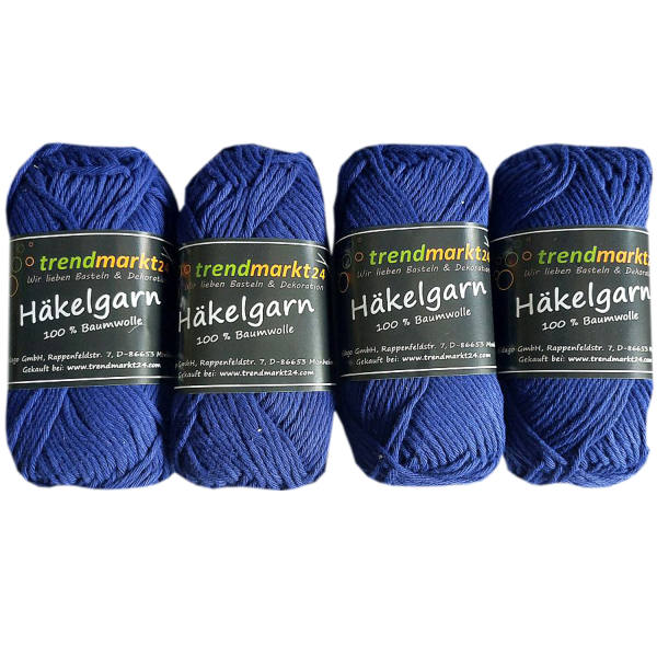 Häkelgarn Schulgarn blau 4 Knäuel mit je 50g
