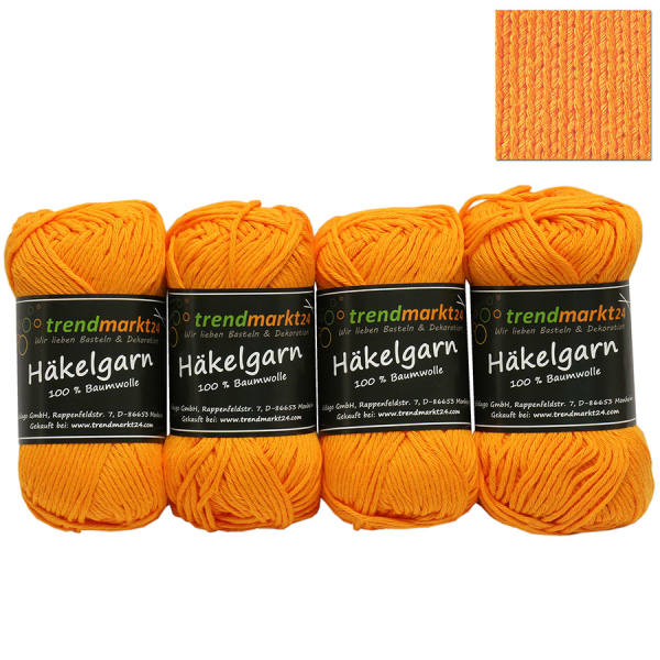Häkelgarn Schulgarn Orange 4 Knäuel mit je 50g
