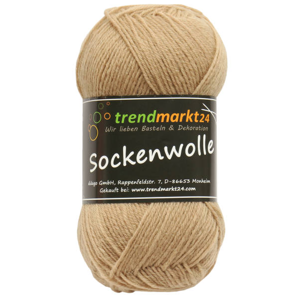 Sockenwolle 4 fädig, 50g, beige, Lauflänge ca. 210m