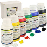 Acrylfarben Set mit 6 Flaschen je 150ml, Farben gelb,...