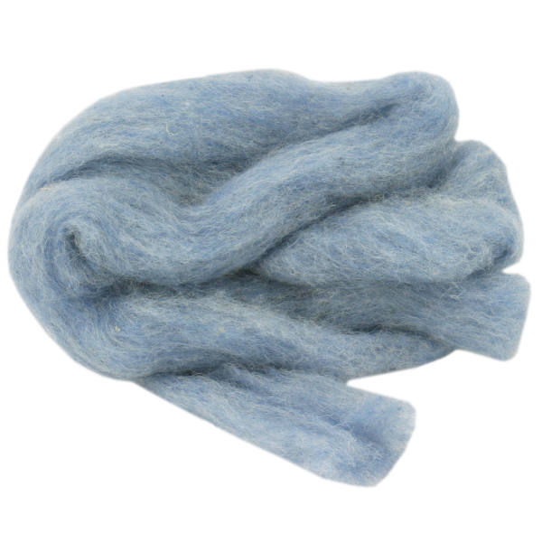 Filzwolle blau, Lunte, 2m Strang, 30 - 40 mm breit Schafwolle blau