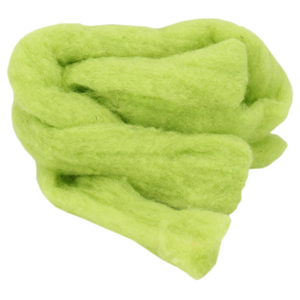 Filzwolle hellgrün, Lunte, 2m Strang, 30 - 40 mm breit Schafwolle grün