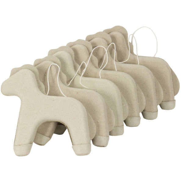 Pony aus Pappe grau, Set mit 6 Stück