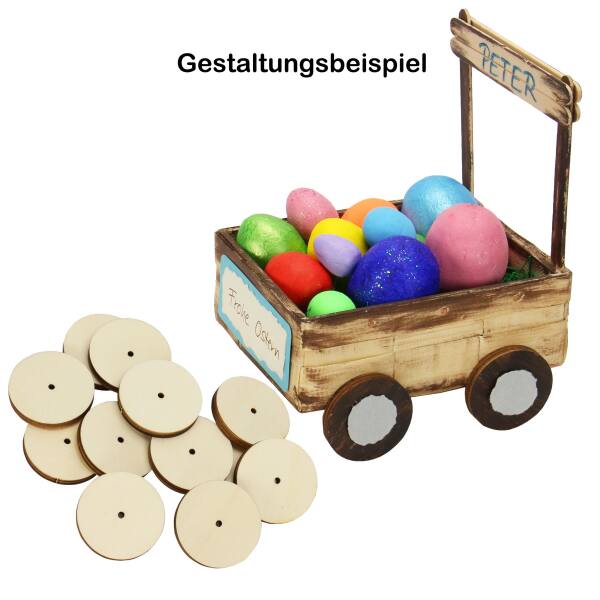 Holzräder Ø 4,3 cm, 12 Stück aus Sperrholz, Holzscheiben mit Loch 4mm stark