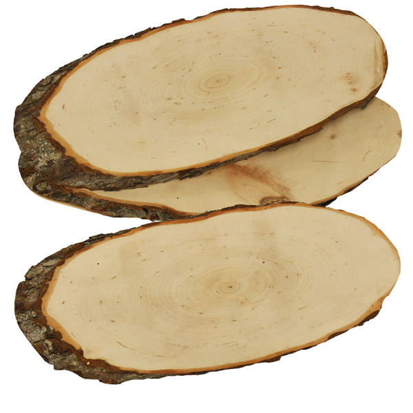 Rindenscheiben oval ca. 32 - 39 cm lang 3 Stück Holzscheiben