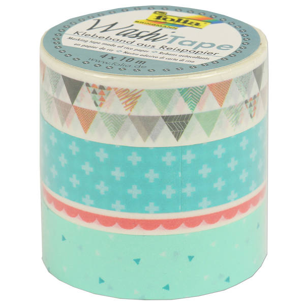 Washi Tape Pastellfarben, 4 Rollen in unterschiedlicher Breite