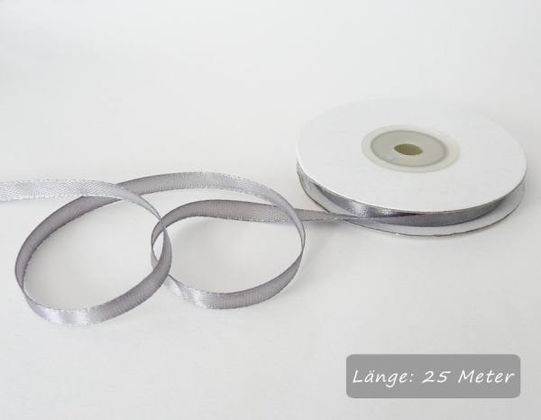 Satinband silber, Rolle 6mm breit, 25m lang