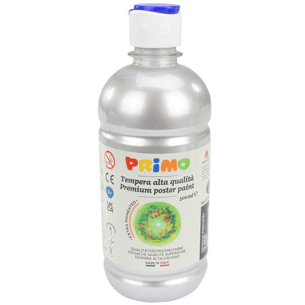 Plakatfarbe 500ml Silber Primo Schulmalfarbe Temperafarbe Gouachefarbe Wasserfarbe