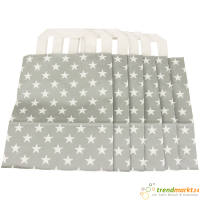 Papiertragetasche Sterne grau 6er Pack Flachhenkel mit...