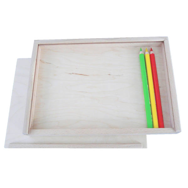 Holzbox leer für dicke Buntstifte, Stiftebox23,5x18x1,5cm