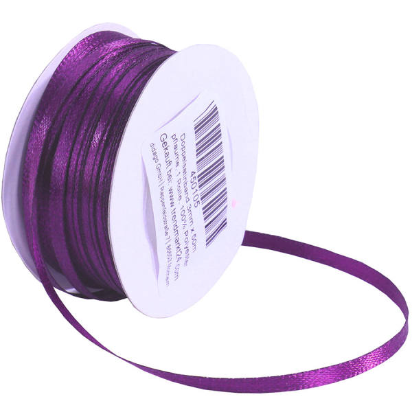 Doppelsatinband pflaume 1 Rolle 50m x 3mm Satin Band Dekoband