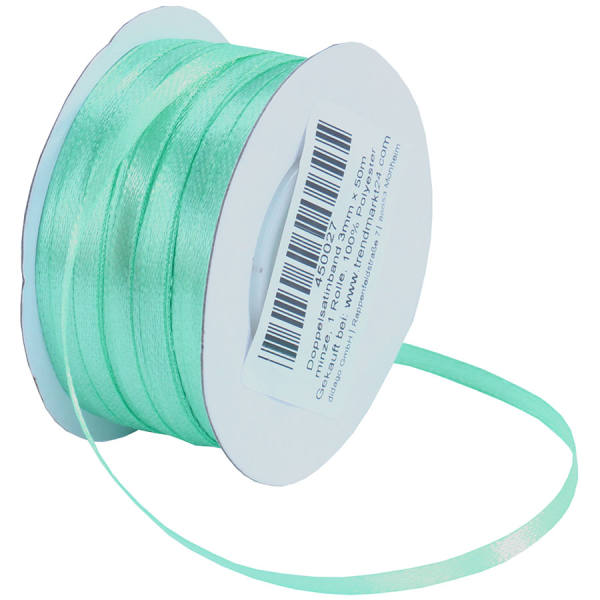 Doppelsatinband minze / grün 1 Rolle 50m x 3mm Satin Band Dekoband