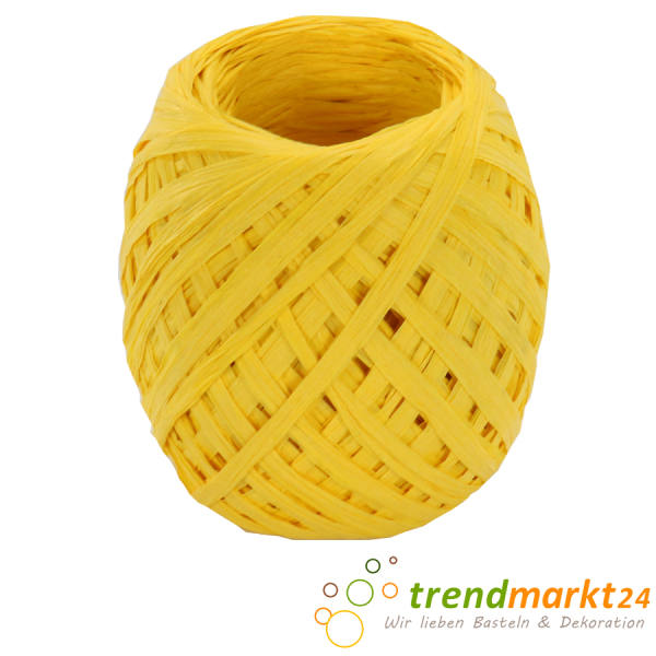 Papierkordel gelb  Papier Raffia 5 mm breit x 50 m lang
