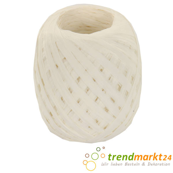 Papierkordel weiß  Papier Raffia 5 mm breit x 50 m lang
