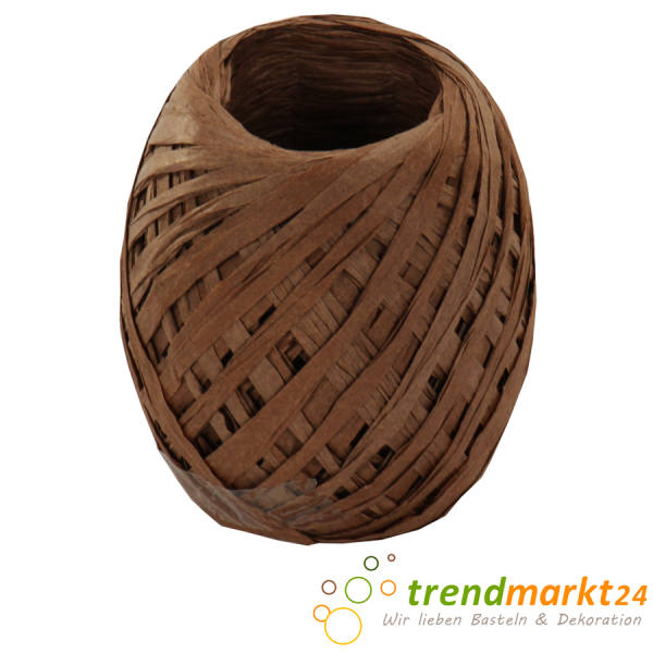 Papierkordel braun  Papier Raffia 5 mm breit x 50 m lang