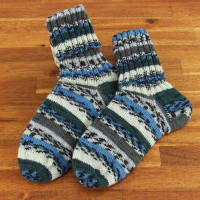 Sockenwolle 4fädig blau grau Jacquard 100g schadstoffgeprüfte Qualität