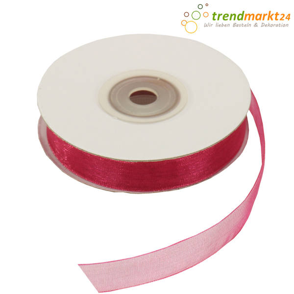 Chiffonband pink, fuchsia, Rolle 12mm breit, 25m lang