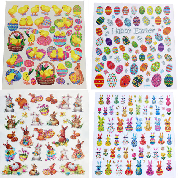Sticker Ostern Osterhasen, Set mit 4 Blatt verschiedenen Motiven, je Blatt 15x16,5 cm