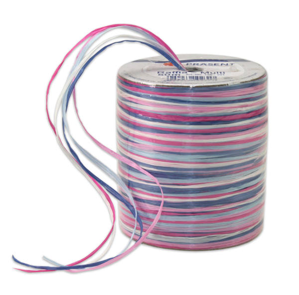 Bast multi pink-blau-Töne, Multibast  RAFFIA, 50 m Spule