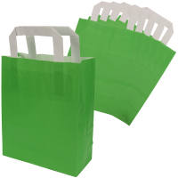 Papiertragetasche grün 6er Pack Flachhenkel 18x22 cm...