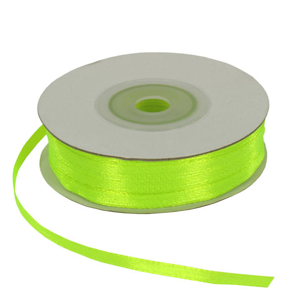Satinband 3mm grün, neongelb, Rolle 50m lang