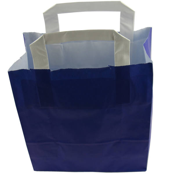 Papiertragetasche dunkelblau 6er Pack mit Papiergriff je 18x22 cm