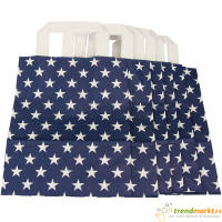 Papiertragetasche Sterne blau 6er Pack Flachhenkel mit...