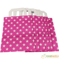 Papiertragetasche Sterne pink 6er Pack Flachhenkel mit...