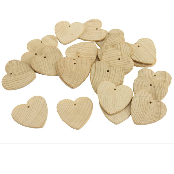 Holzherzen natur mit Loch Buche 25 Stück mit Loch, Hänger 44x44x3mm