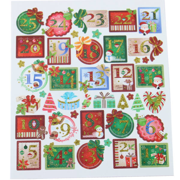 Adventszahlen Weihnachten 1 Blatt, Sticker Adventskalender