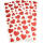 Sticker Herzen rot ca. 1 - 2,5cm groß 1 Set Aufkleber mit 2 Blatt