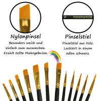 Pinselset Nylonpinselset 12 Stück mit Malpalette Aquarellpinsel Acrylpinsel Ölpinsel Synthetikpinsel