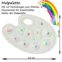 Pinselset Nylonpinselset 12 Stück mit Malpalette Aquarellpinsel Acrylpinsel Ölpinsel Synthetikpinsel