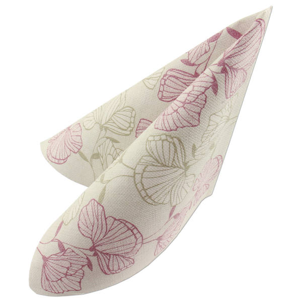 Premiumservietten ROYAL 40 x 40 cm Formstabil 1/4-Falz creme lila Motiverserviette