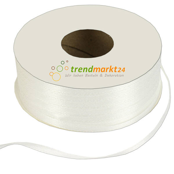 Doppelsatinband 3mm breit weiß Rolle 100m lang Dekoband