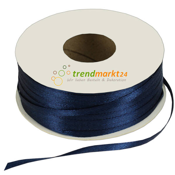 Doppelsatinband 3mm breit dunkelblau Rolle 100m lang Dekoband