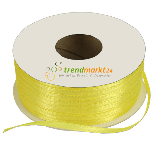Doppelsatinband 3mm breit gelb Rolle 100m lang Dekoband