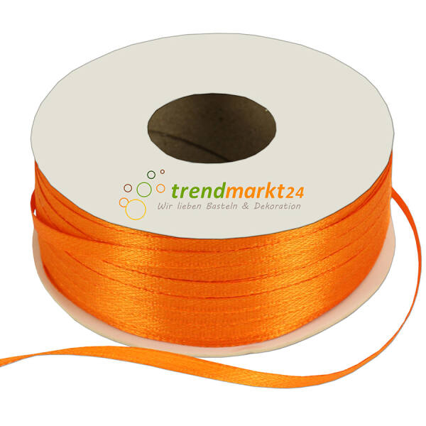 Doppelsatinband 3mm breit orange Rolle 100m lang Dekoband