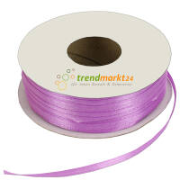 Doppelsatinband 3mm breit helllila Rolle 100m lang Dekoband